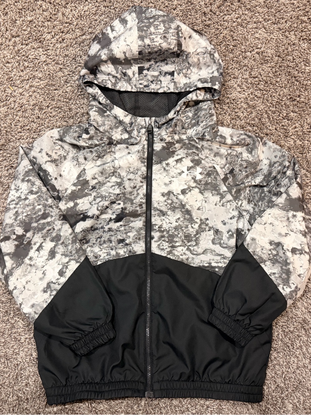 Under Armour Kids Hooded Rain Jacket - Gray Camo & Black
